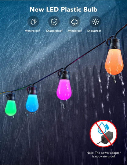 Guirnalda de luces inteligentes para exteriores Govee H7015, 48FT.