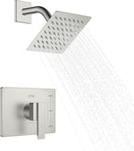 Grifo de ducha cuadrado con cabezal de ducha de lluvia inoxidable.