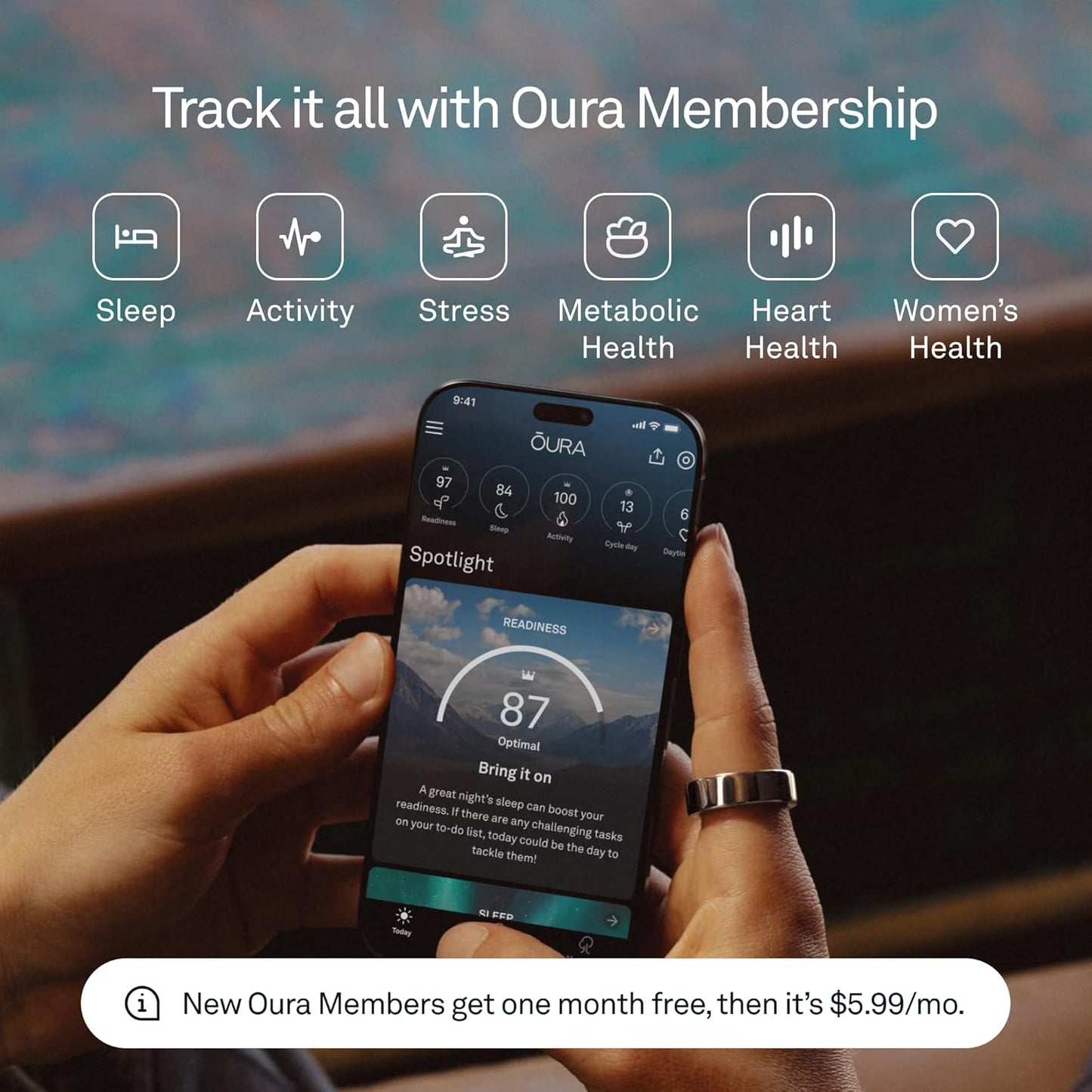 Oura Ring 4 - Dorado Talla 11 Anillo inteligente (USADO)