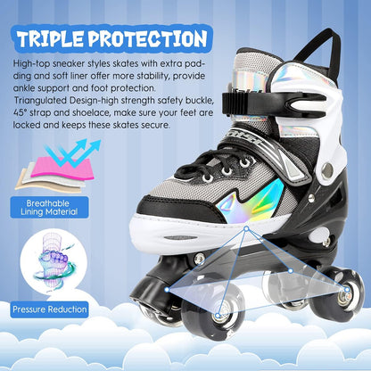 Patines Para Niños Ajustables 4 Ruedas Con Luces S 170-19.5CM