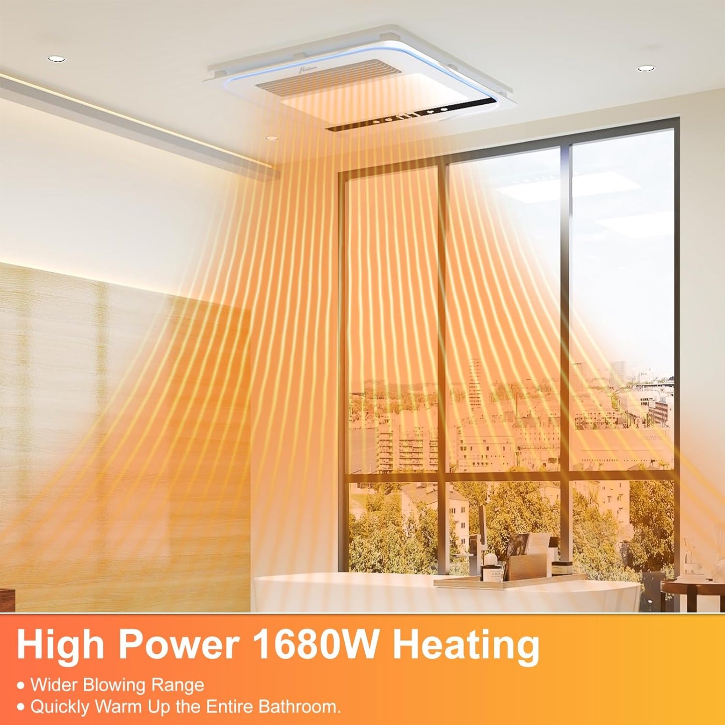 Ventilador de escape de baño 4 en 1 con luz, 1760 W, 190 CFM,