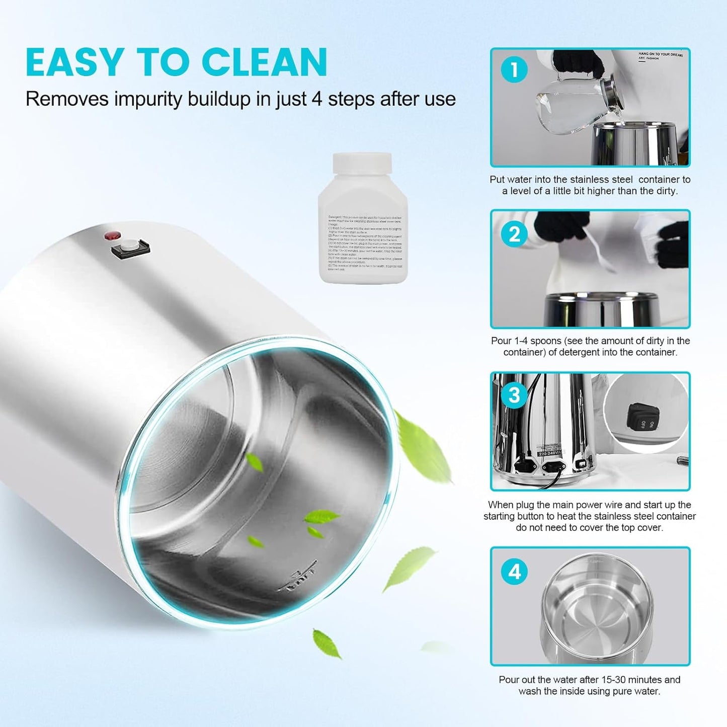 DC HOUSE, Destilador de agua, acero inoxidable, 1GAL. (USADO)