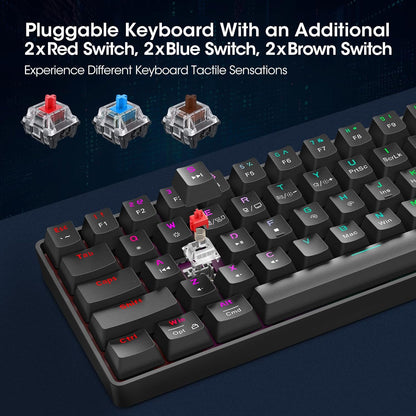 KOORUI - Teclado Para Juegos, 60% Mecánico con 26 RGB Retroiluminados
