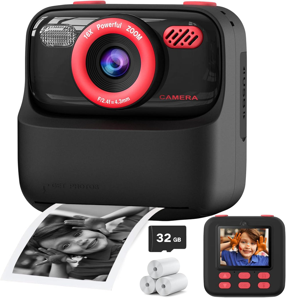 Cámara de fotos instantánea para niños color negro