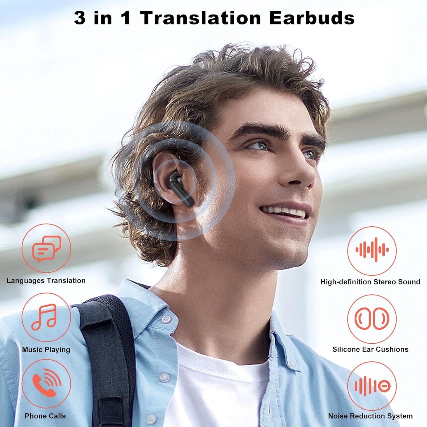 Exsulity Audífonos traductores de idiomas AI