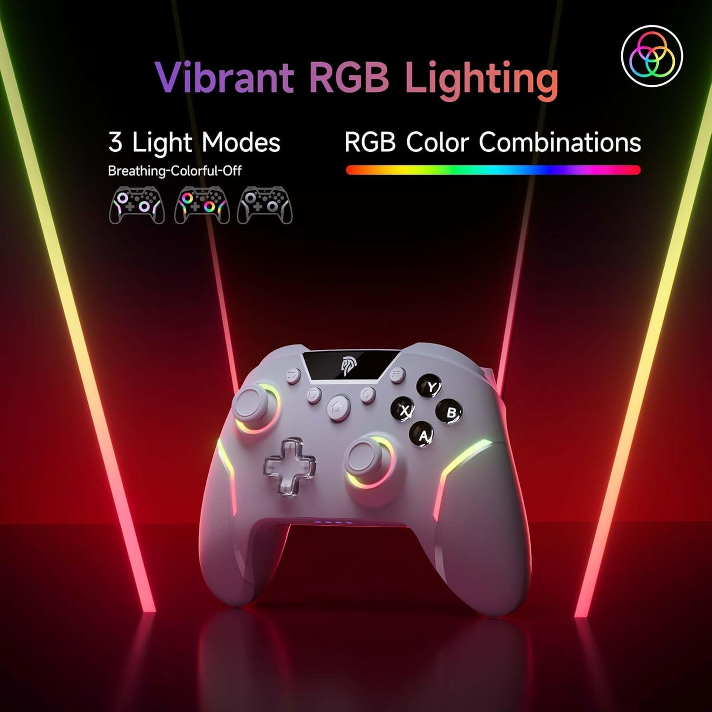 Mando inalámbrico para juegos EasySMX X20 con retroiluminación RGB.