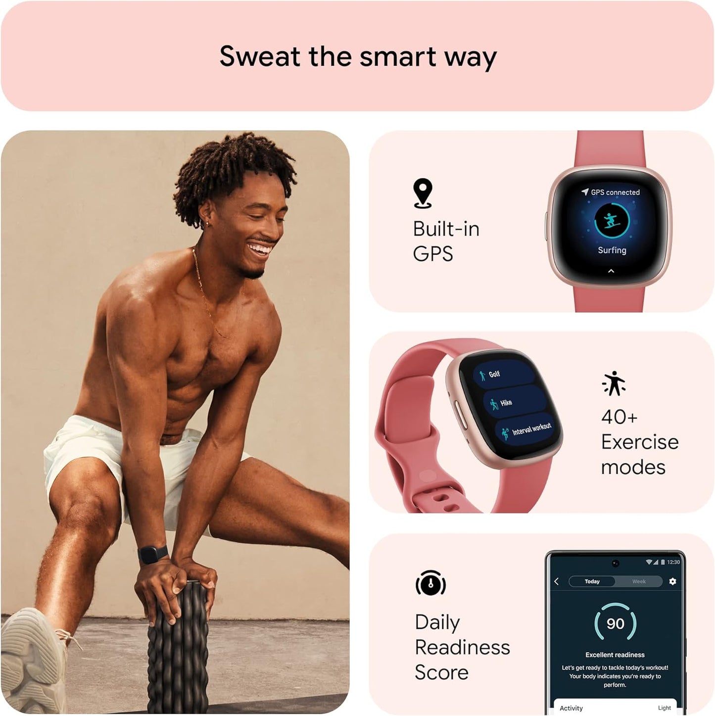 Smartwatch de Fitness, Fitbit Versa 4, con GPS integrado (USADO).