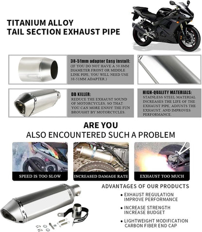 Silenciador deslizante para motocicleta, escape universal, 1.5-2".