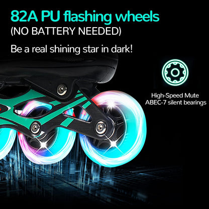 KDJ Patines en línea para niños, patines ajustables con 4 ruedas iluminadoras