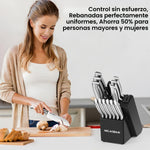 Juego de cuchillos de cocina Helaoban con bloque y afilador, 14 piezas