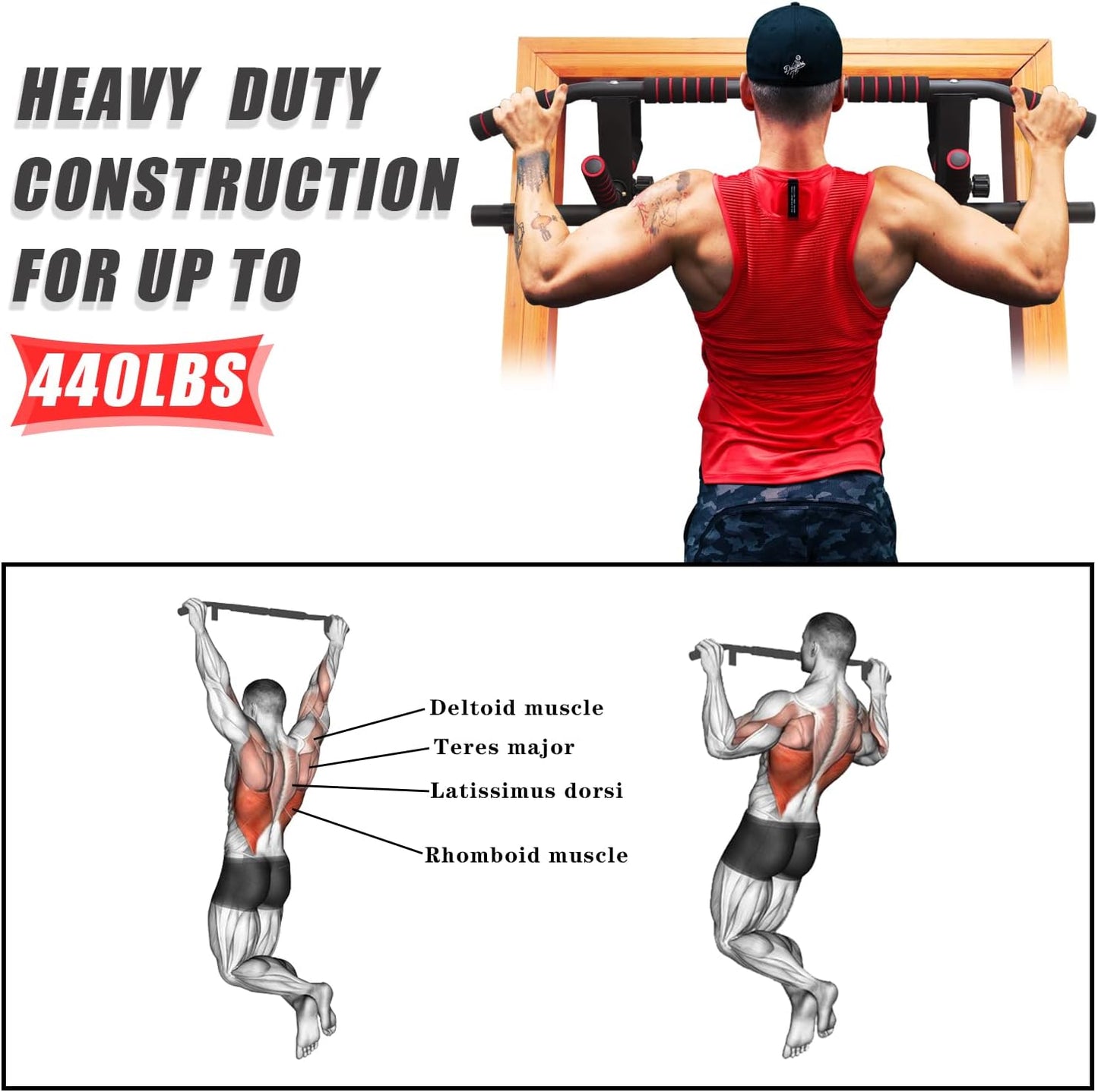 NEWAN Barra de ejercicio para puerta, ancho ajustable.