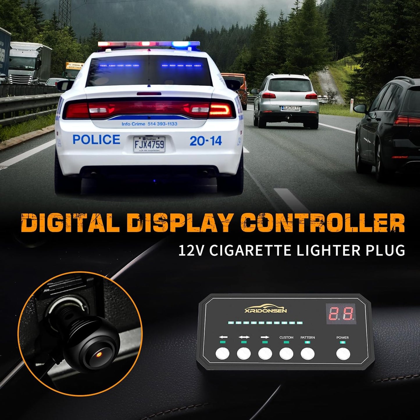 Barras de luces de emergencia, azules, 17", 2pcs. estroboscópicas.