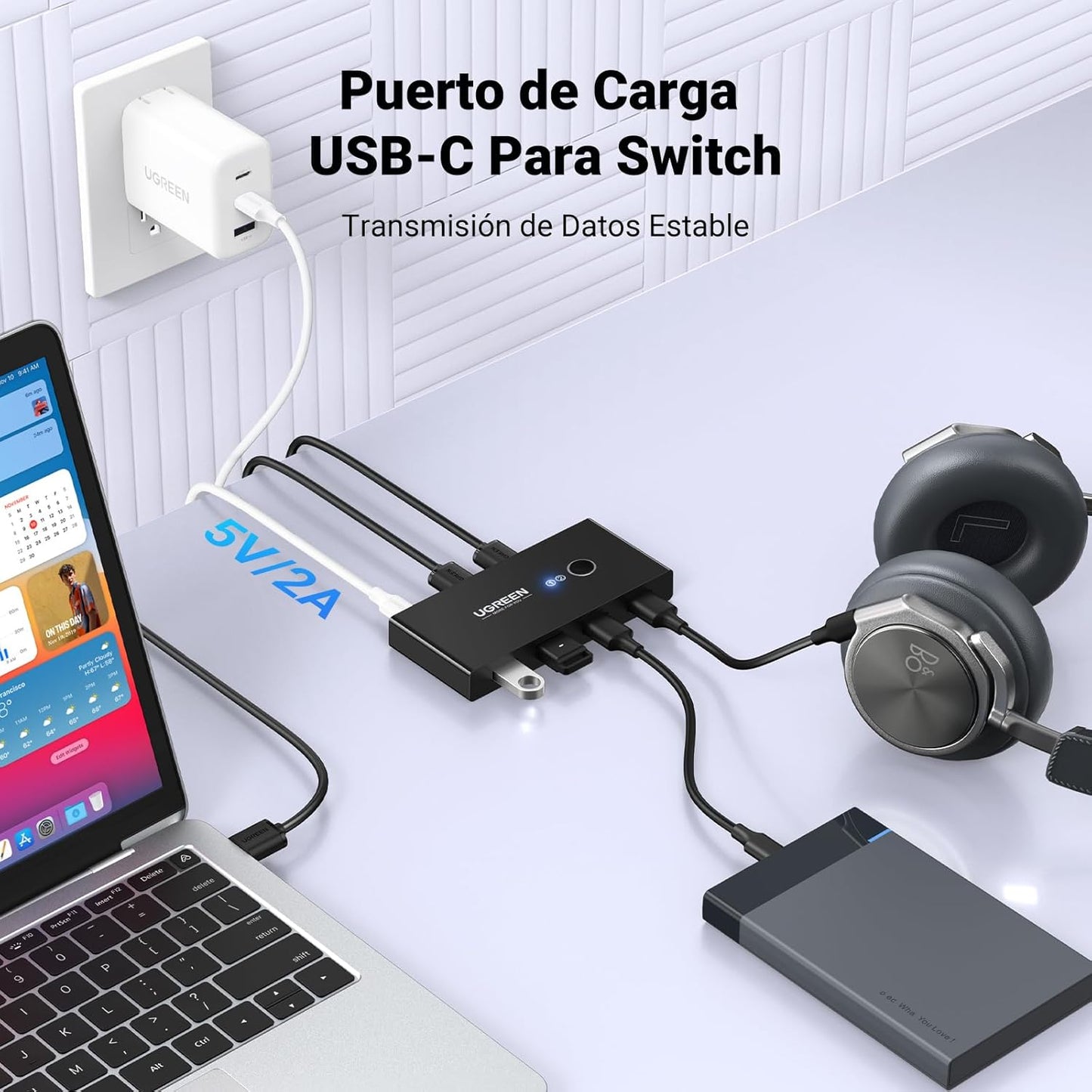 UGREEN Switch USB 2.0 Selector 2 Entradas y 4 Salidas
