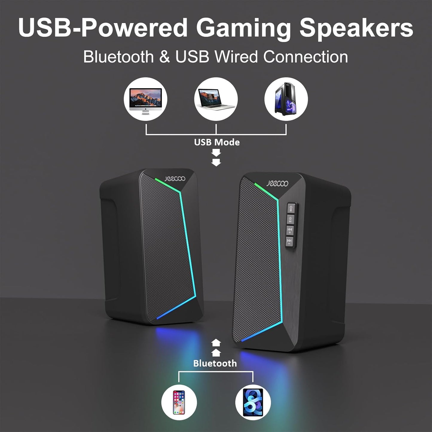Jeecoo M30 - Altavoces Bluetooth para computadora, altavoces RGB.