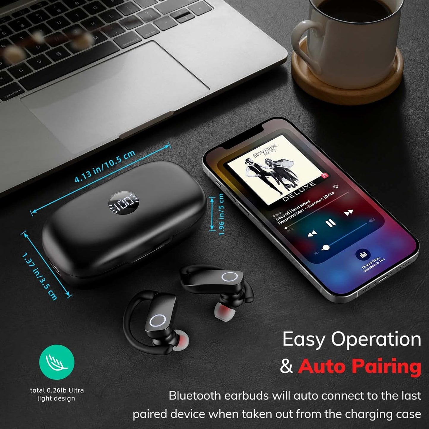 HINYCOM Auriculares inalámbricos Bluetooth.