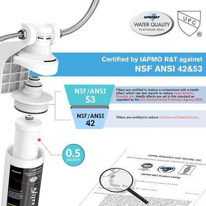 Sistema de filtro de agua, debajo del fregadero Frizzlife, 0,5 mic.