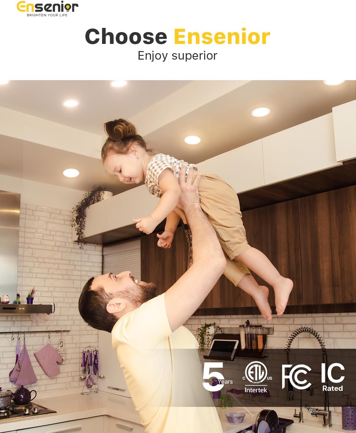 Luces LED empotrables de techo 4" 6000K, 12 PACK ultra finas. Ensenior