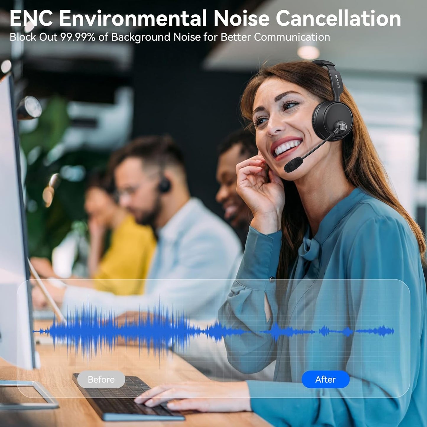 LEVN - Auriculares Bluetooth con micrófono (cancelación de ruido).