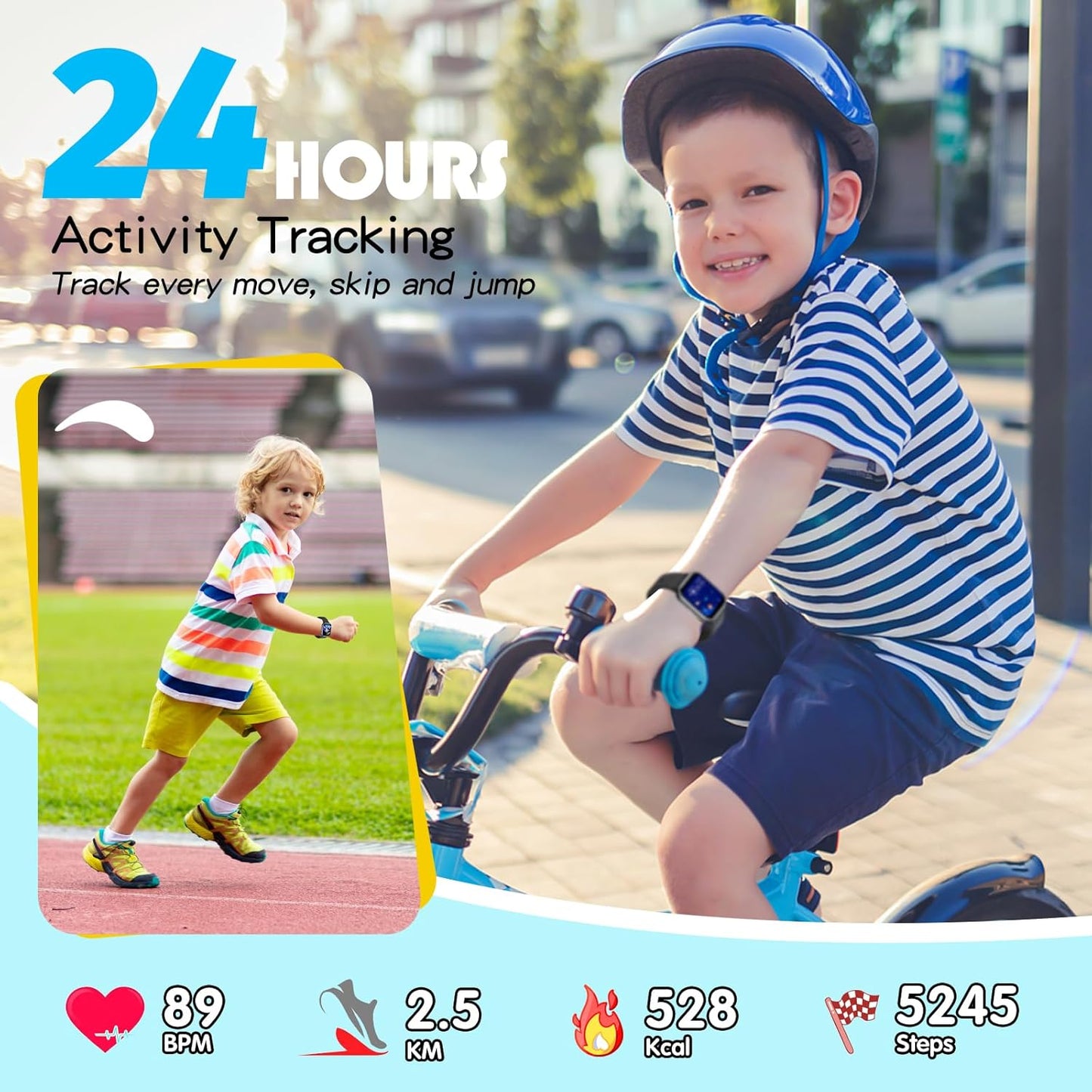 YOUSOKU - Reloj inteligente para niños y niñas, rastreador de fitness.