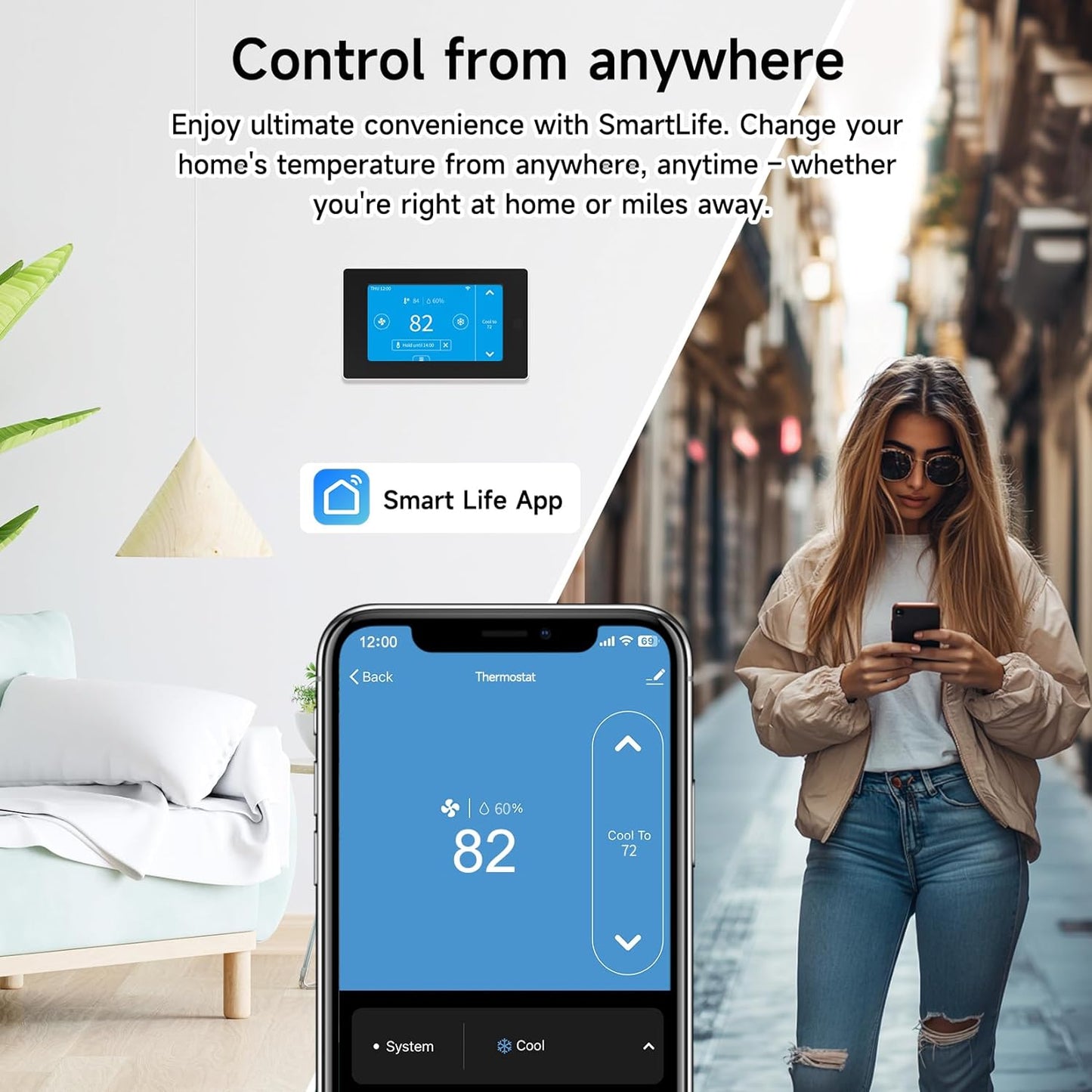 Termostato inteligente para casa con adaptador de cable C, EDGEANT