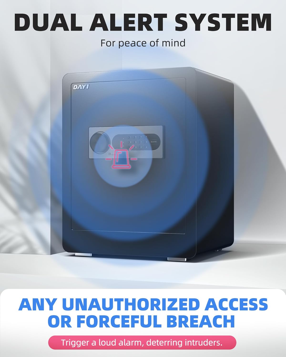 Day1 Caja Fuerte, Segura, Alarma Doble, Estante Extraible.