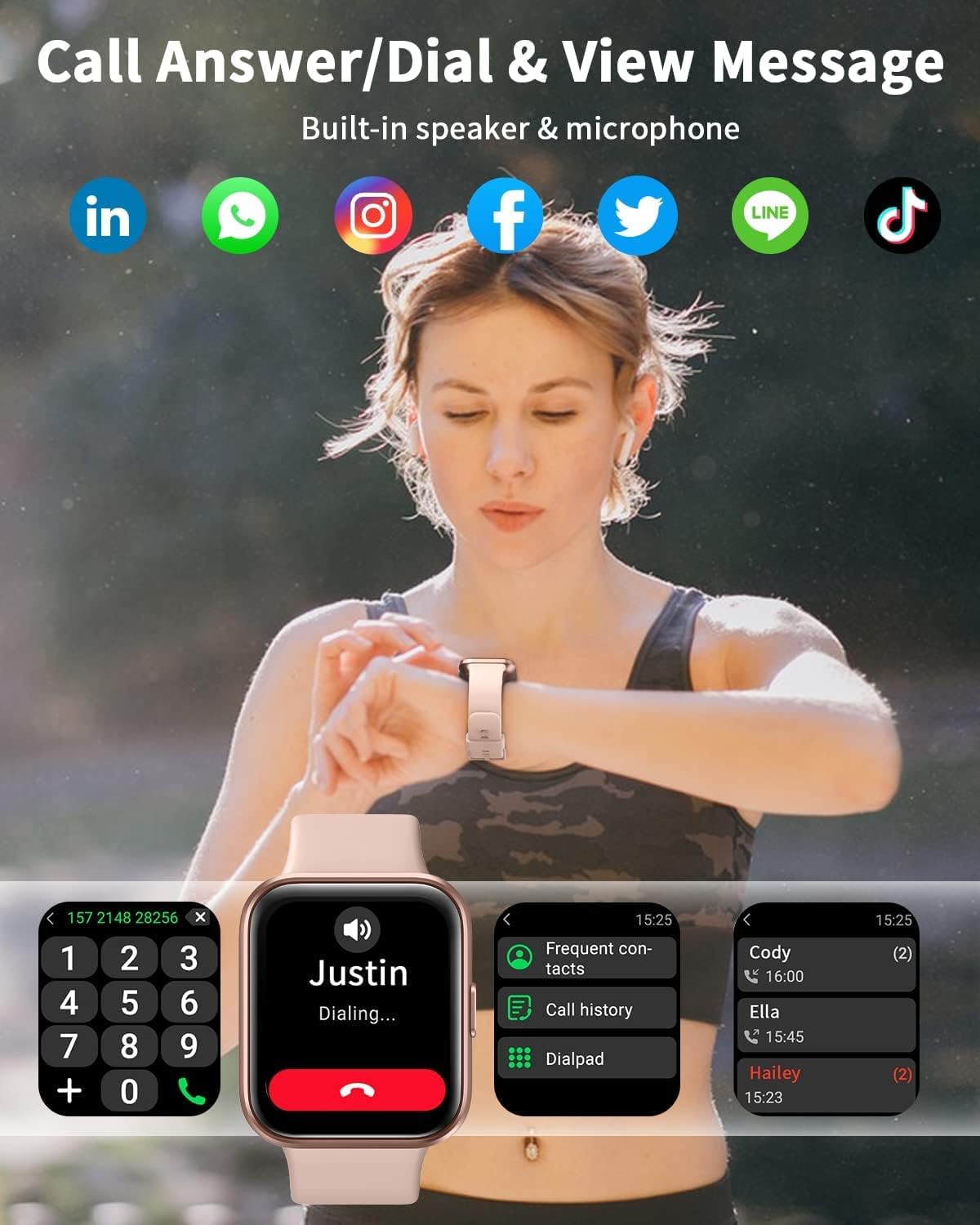 Reloj inteligente fitness con pantalla táctil impermeable