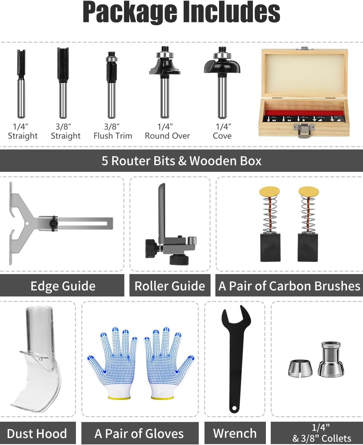 Herramientas de enrutador compacto de 6,5 amperios y 1,25 HP AVID POWER