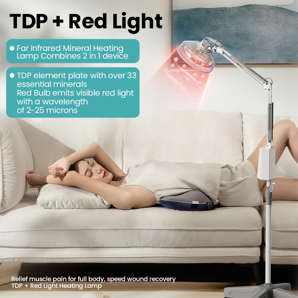 Terapia de luz roja infrarroja con base, dispositivo de lámpara de calor YUNCHI