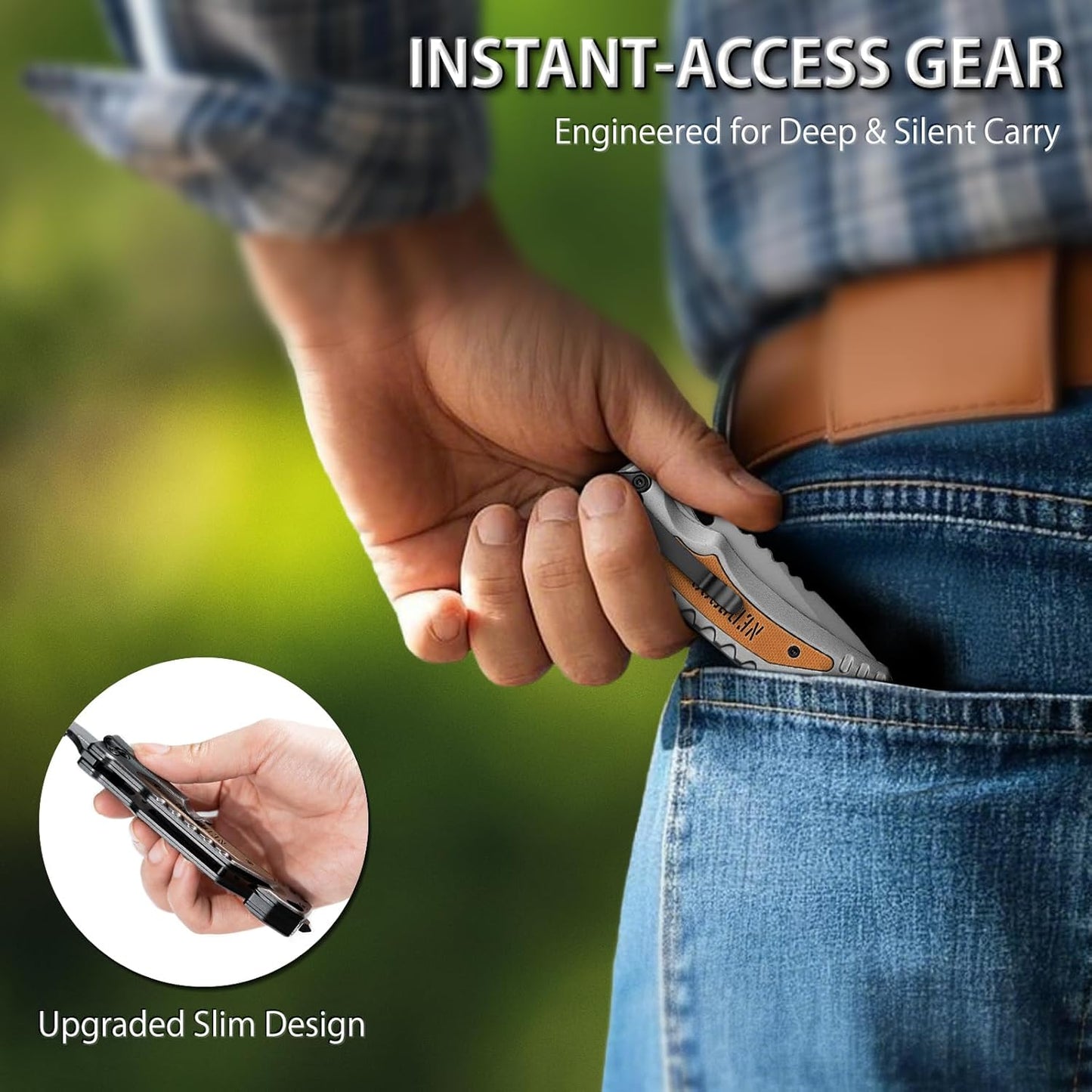 Cuchillo plegable de bolsillo, cortador de cinturón, rompe vidrios. (USADO)