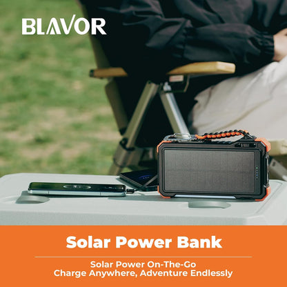 Cargador Solar Blavor PN-W39, 20000mAh con cables,  para iPad, Samsung, Apple