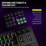 Teclado Cableado K1 Pro, para juegos y streaming con pantalla y perillas.