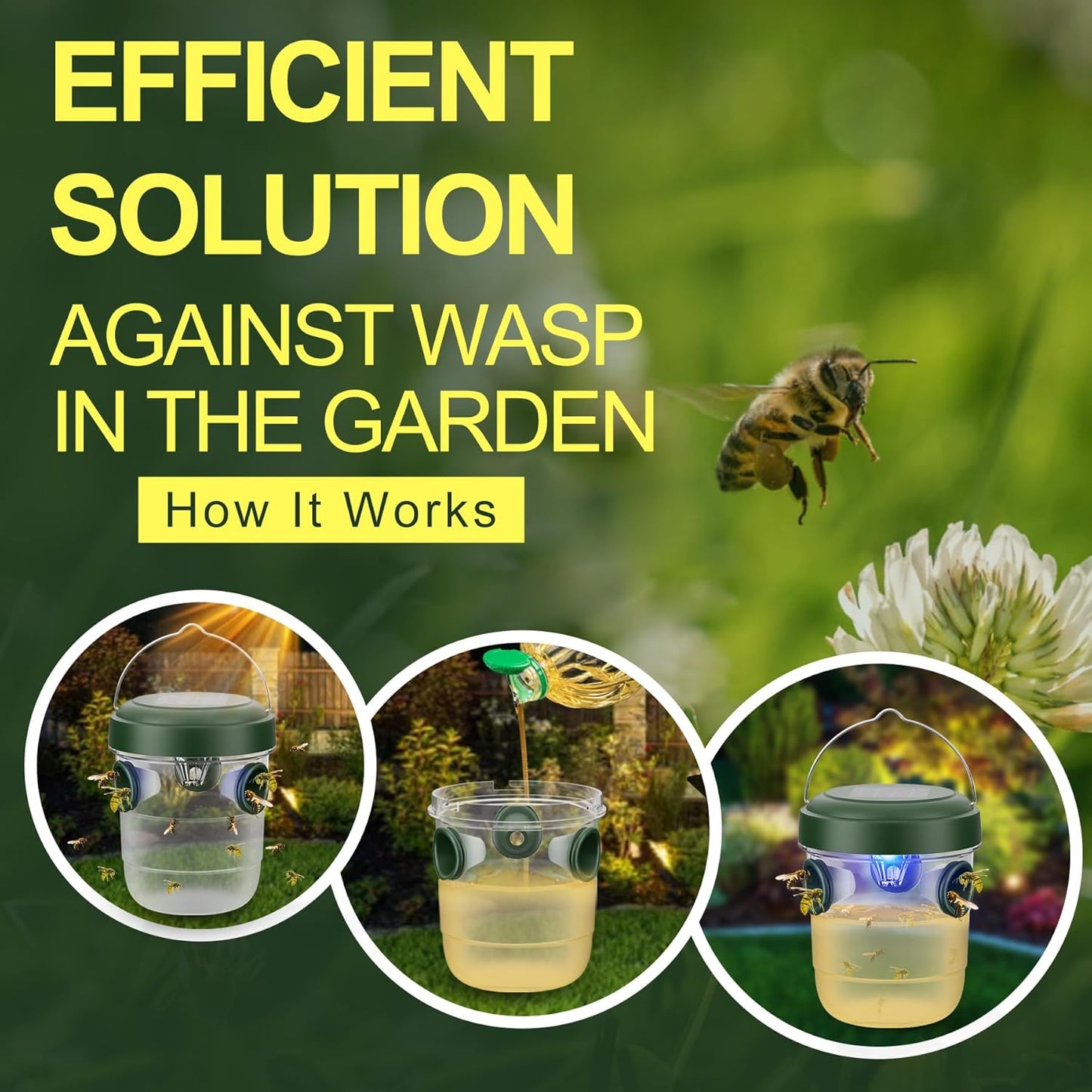 Trampas para avispas para colgar al aire libre, con energía solar.