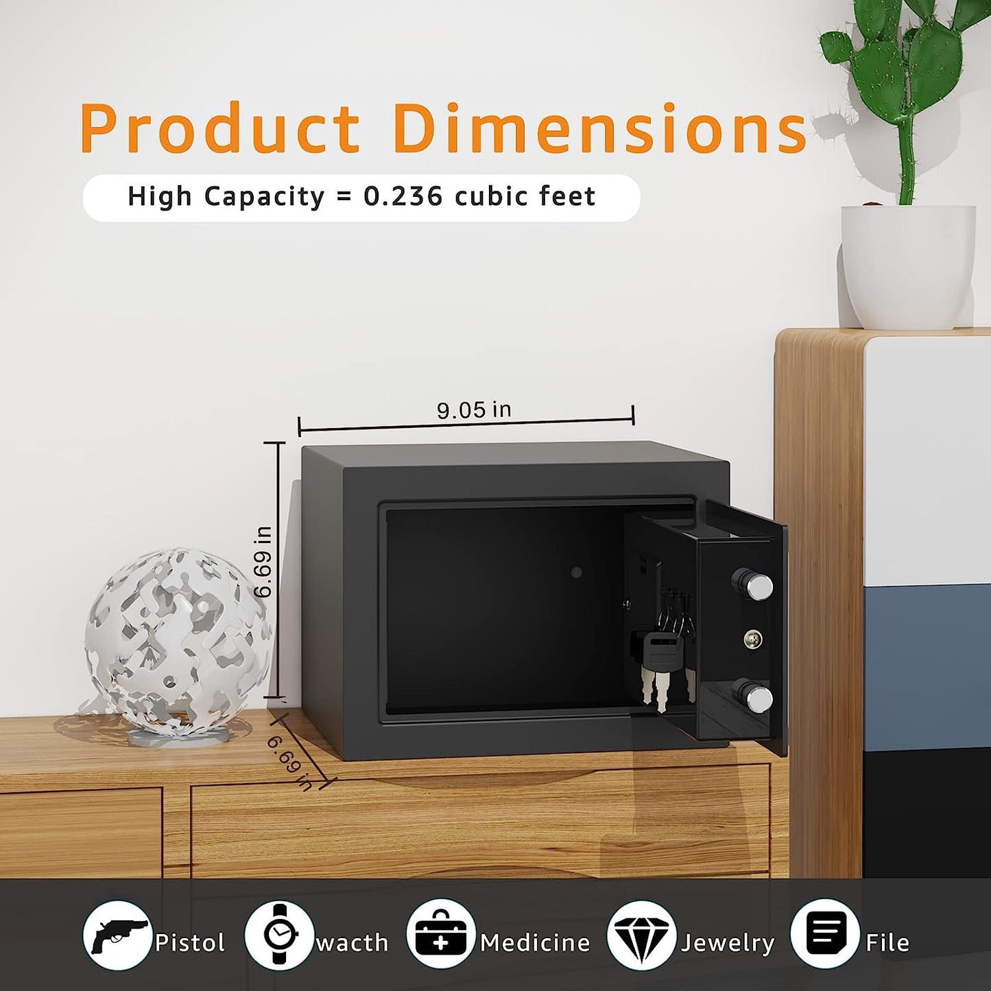 Caja fuerte pequeña con llaves y código Goldenkey