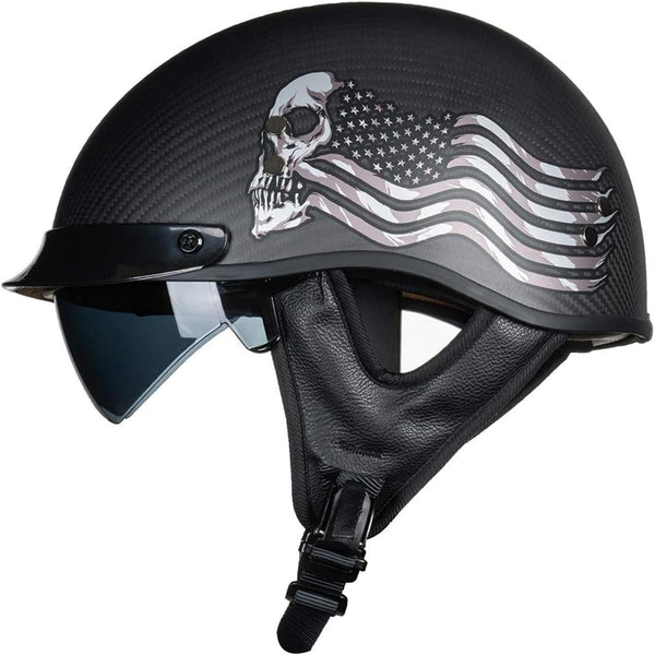 Casco de Motocicleta VCOROS  de Cara Abierta en Fibra de Carbono. XL