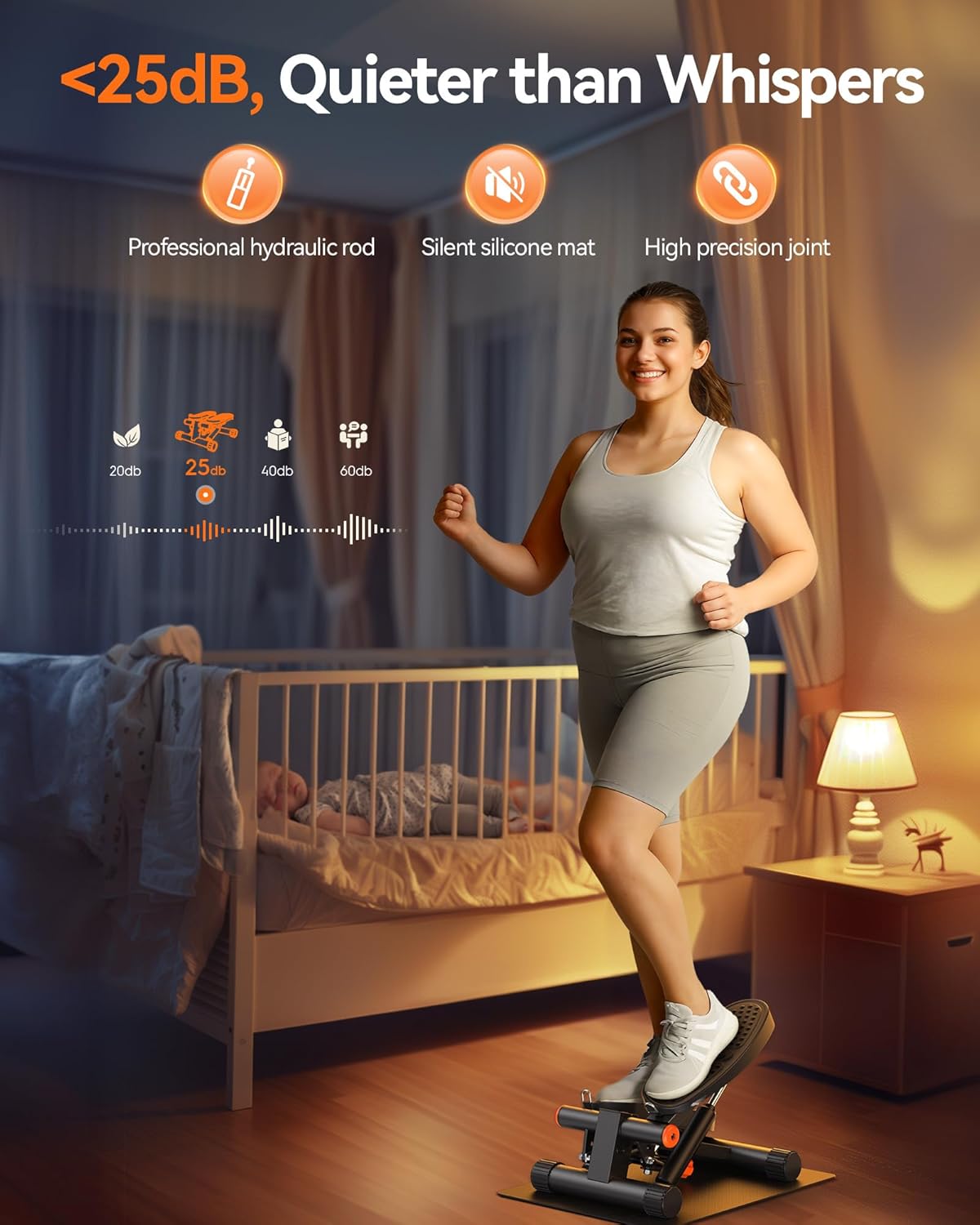 Mini escaladora con bandas de resistencia Niceday Steppers