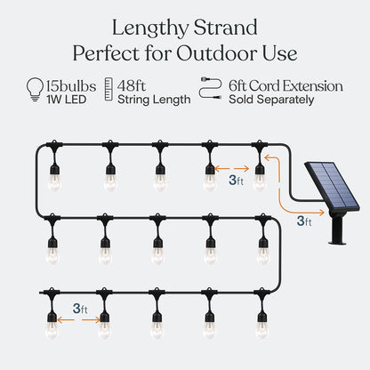 Guirnalda de luces, Impermeable, Solar, Exterior, 15 luces (USADO).