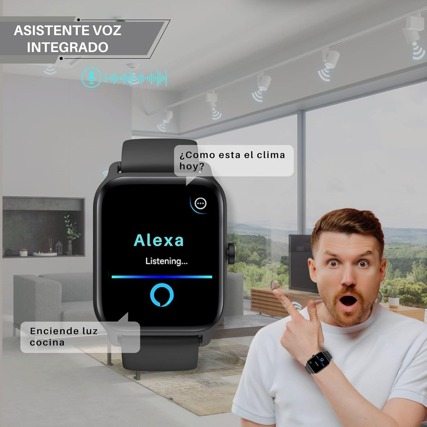 Reloj Inteligente Unisex, IP68 Alexa Integrado, Android iOS.