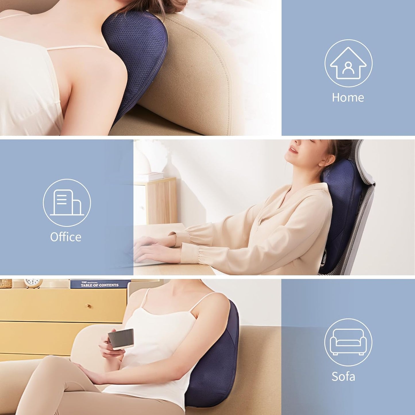 Masajeador de espalda de mano con mango ergonómico, superficie texturizada.