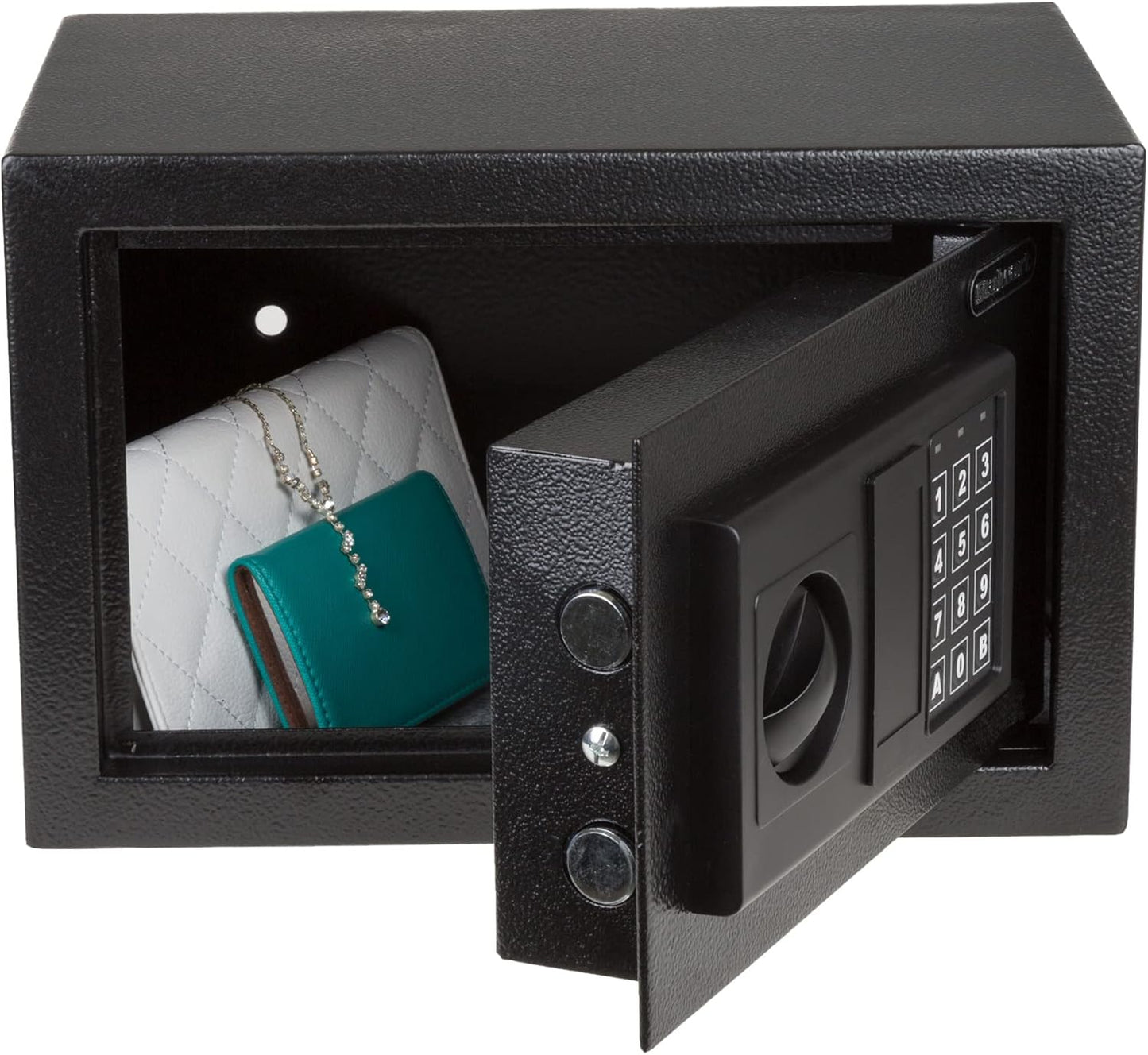 Caja fuerte electrónica de acero con teclado y 2 llaves de anulación. Stalwart 65-EN-20