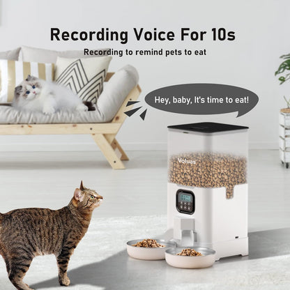 Comedero Automático Voluas Doble 6L Para 2 Gatos Acero Inox