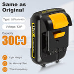 Kit de 2 baterías DCB120 de 3.0 A con cargador, compatible Dewalt.