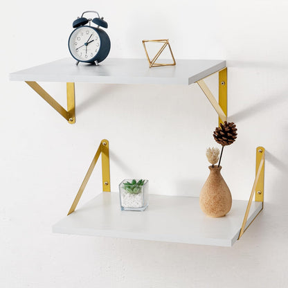 Repisas Flotantes Axeman 2 Pzas Blanco Dorado 16x12
