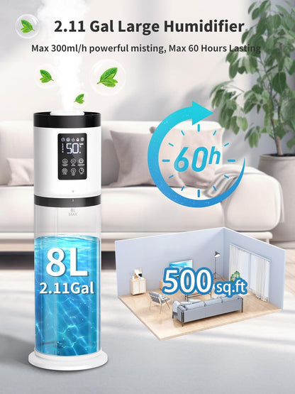 Humidificador de 8lts Nexva, cobertura de 500ft, difusor de aceite.