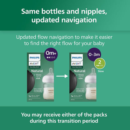 Biberón Vidrio Philips Avent Natural 4 Oz 4 Pzs 0-3M