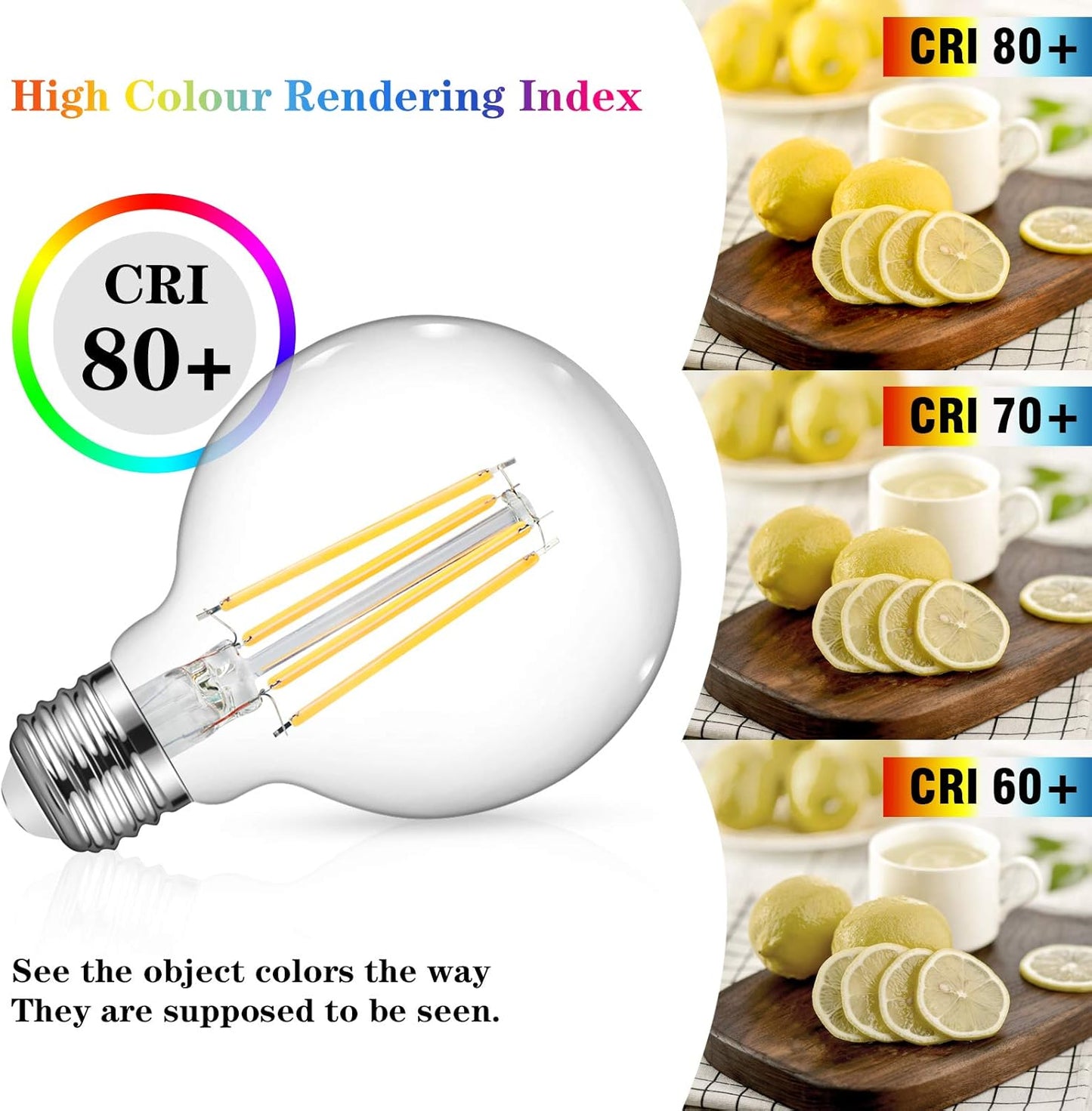 Bombillas de Globo, Ascher Vintage, E26, 6W, LED, 4000K, Vintage.