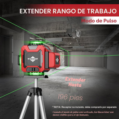Nivel Láser WEIDDW 4D 360° Autonivelante Con Trípode
