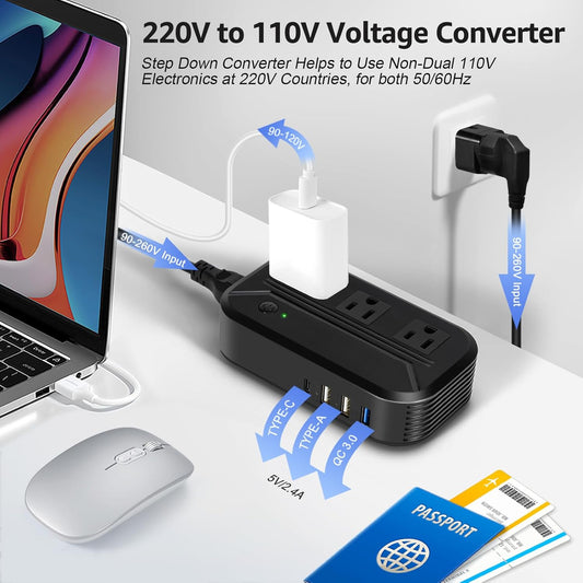 Voltage Converter Power Step Down 220V to 110V Universal.