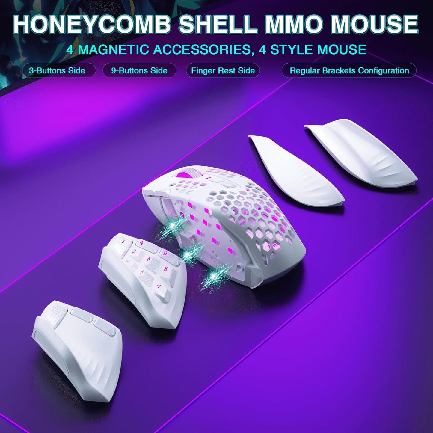 SM809 Pro Mouse inalámbrico MMO para juegos con 9 botones laterales, SOLAKAKA