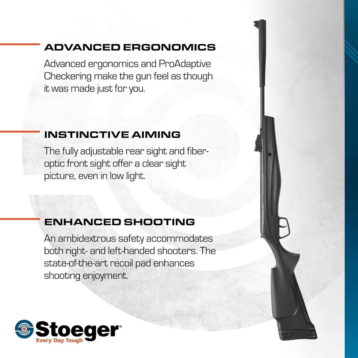 Stoeger Rifle de aire comprimido, calibre .177, tiro deportivo.
