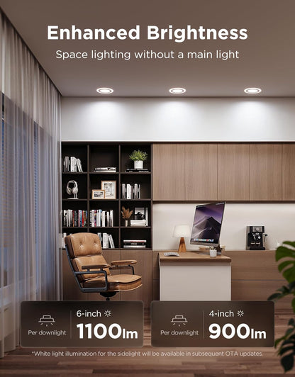Luces empotrables Govee H601F de 6", LED Smart, RGBIC Alexa, 4pack.